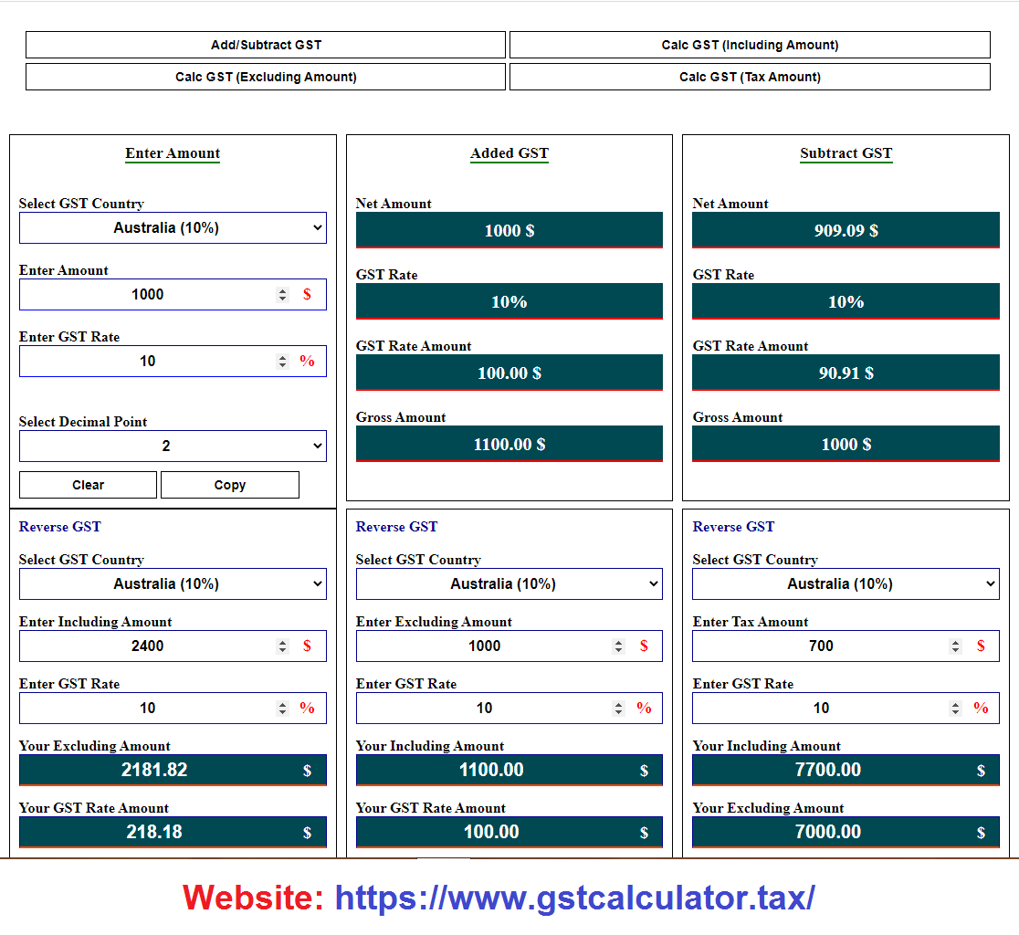 Gst calculator singapore